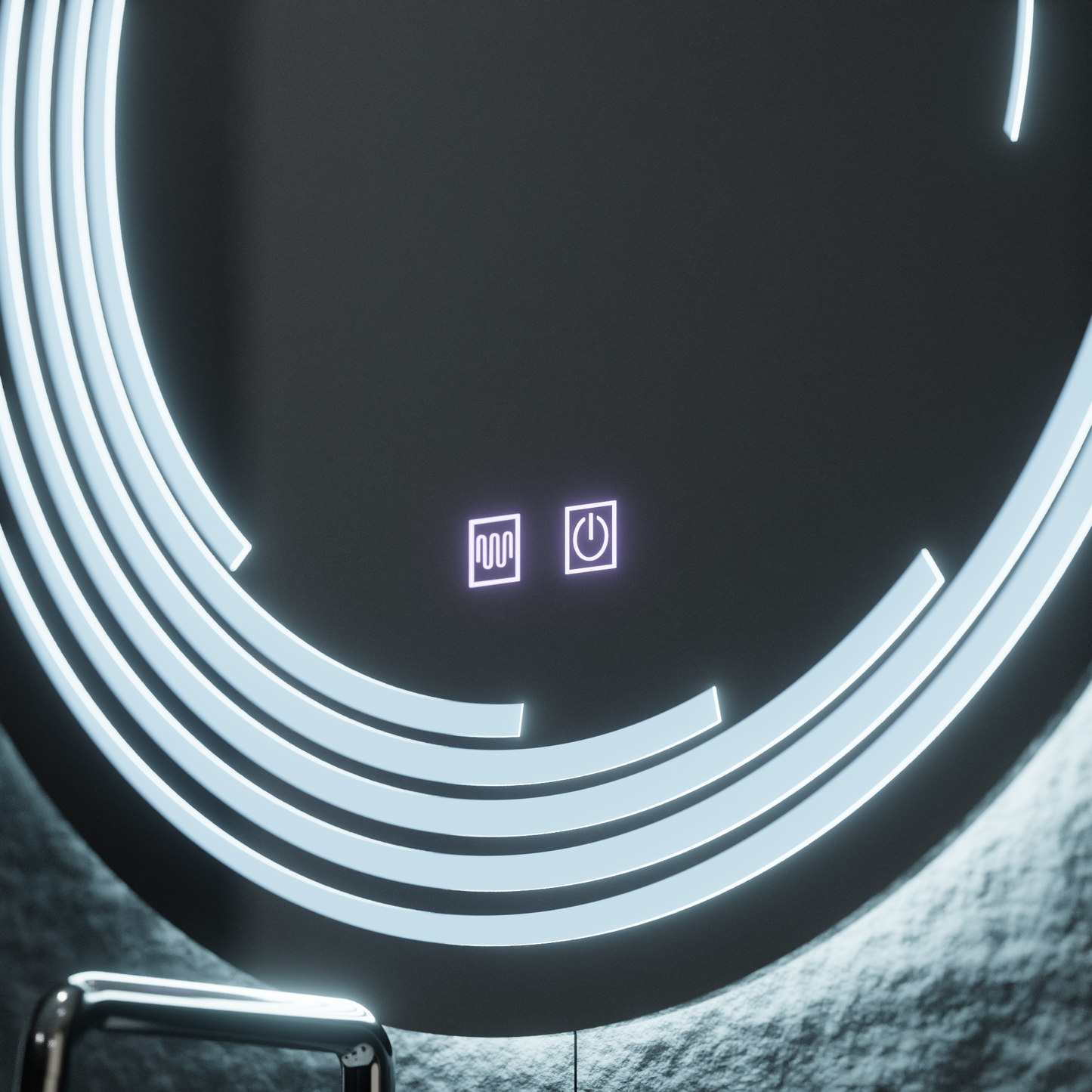 Oglinda LED Rotunda, 60cm, Lira Touch, Sistem Dezaburire, Dimabila
