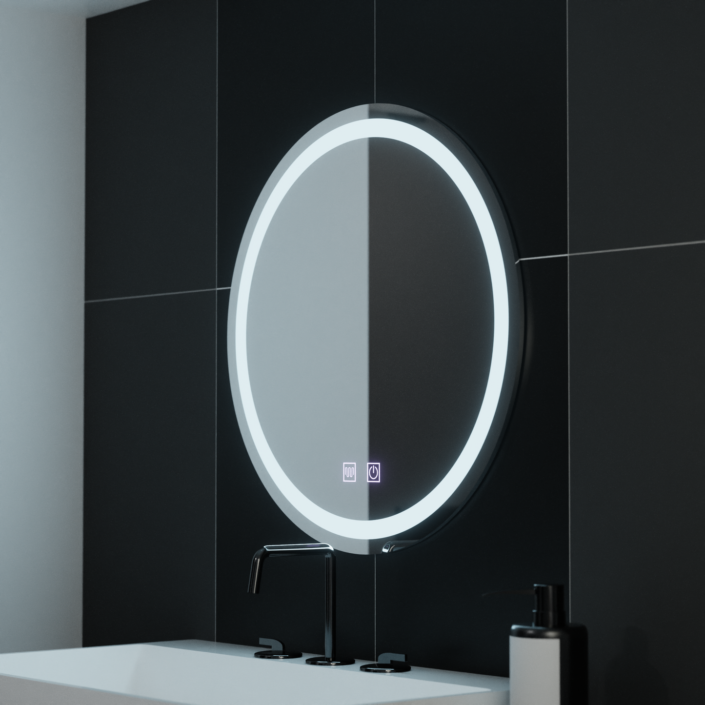 Oglinda LED Rotunda, 70cm, Lucea Touch, Sistem Dezaburire, Dimabila