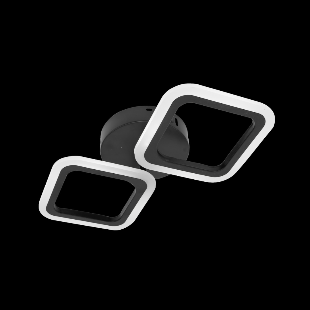 Lustra LED PULSARIS 22W, 2 Patrate, lumina Neutra, Negru