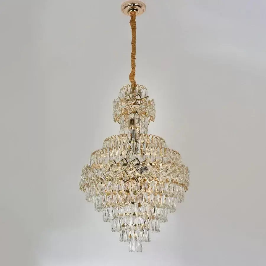 Candelabru Cristal WINDSOR Grande Supremo 13xE27, Diametru 60X90cm, Auriu Lucios, Inaltime Reglabila
