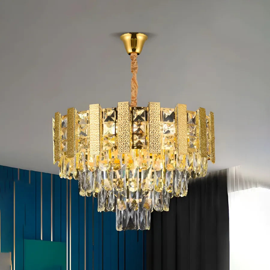 Candelabru Cristal PELES Petito 3xE14, Diametru 27cm, Auriu Lucios, Inaltime Reglabila Candelabre Cristal Default Title Alessandro Design