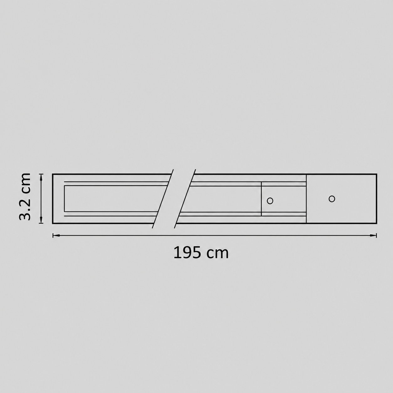 Șină Magnetică pentru Proiectoare LED, 195x3.2cm, Aplicată, Neagră