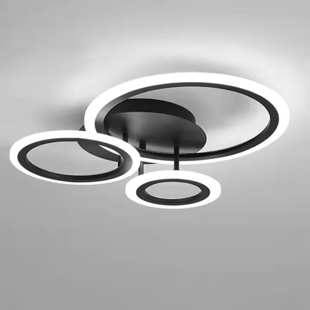 Lustra LED cu telecomanda BETTY 41W, 3 Cercuri, lumina Rece/Calda/Neutra, Dimabila, Negru