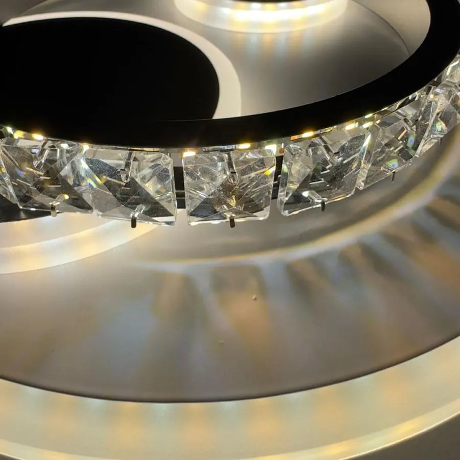 Lustra LED cu cristal ARIELLA 30W, Rotunda, lumina Rece/Calda/Neutra, Negru
