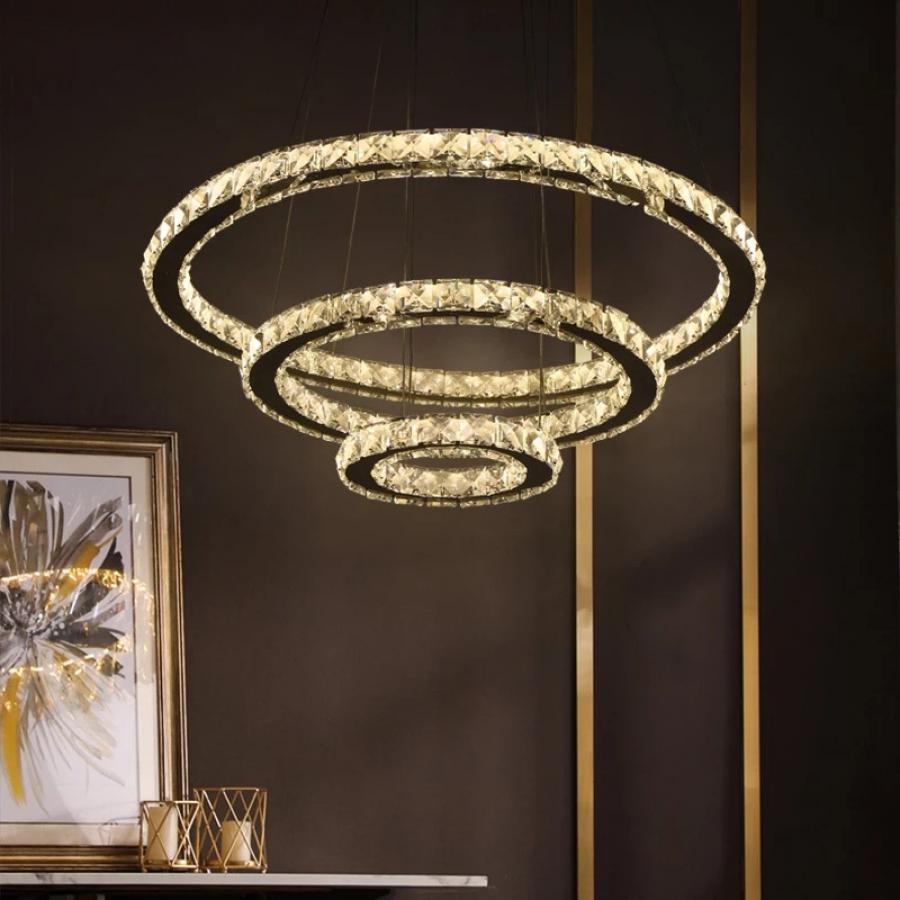 Lustra LED Cristal 138W, Argintiu