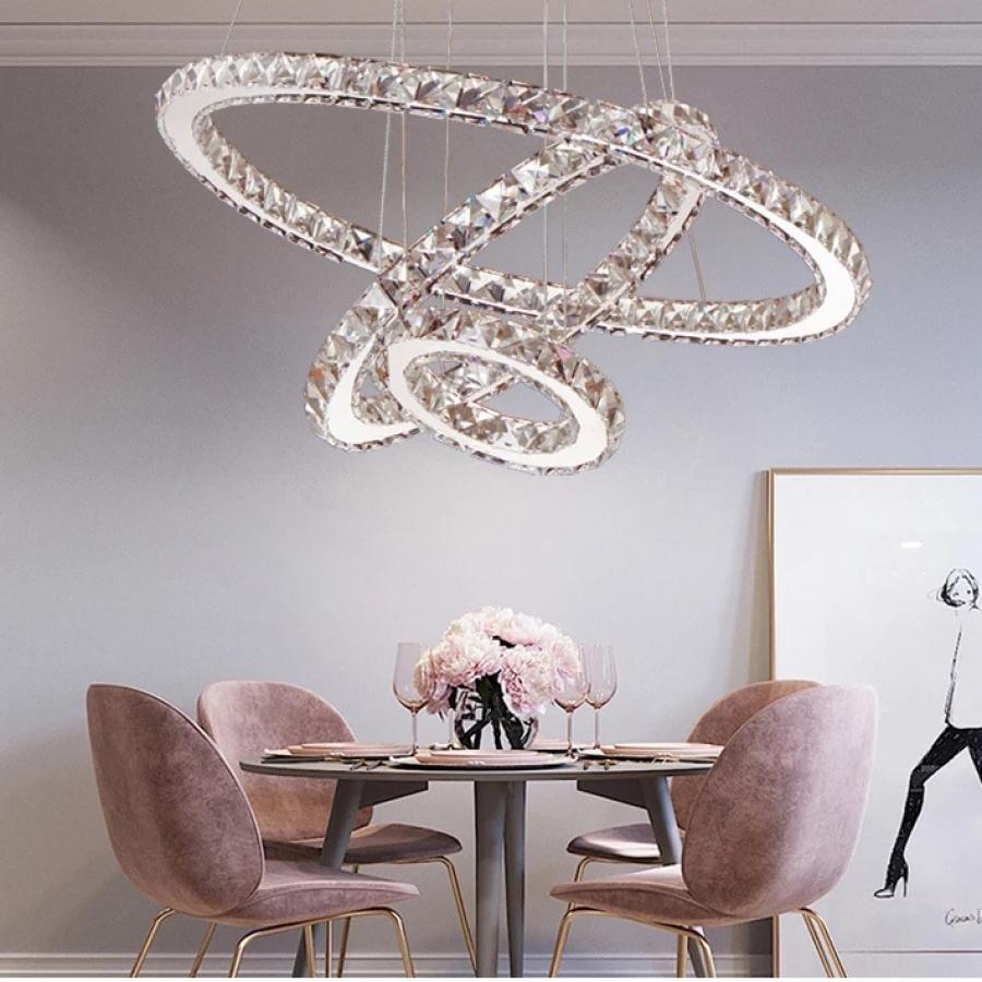 Lustra LED Cristal 138W, Argintiu