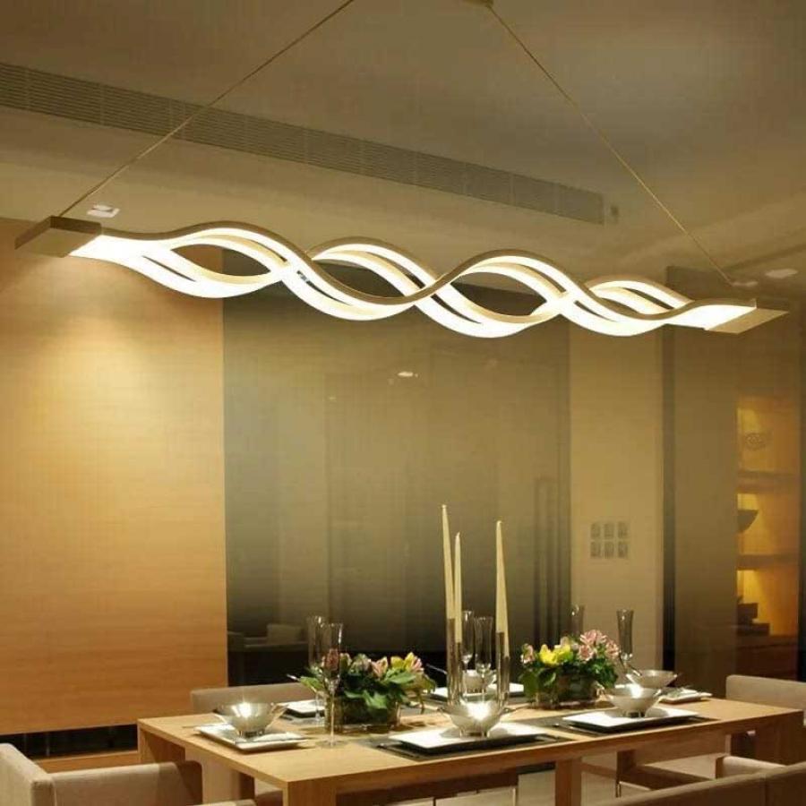 Lustra LED suspendata cu telecomanda WAVE 105W, Liniara, lumina Rece/Calda/Neutra, Dimabila, Alb, Inaltime Reglabila