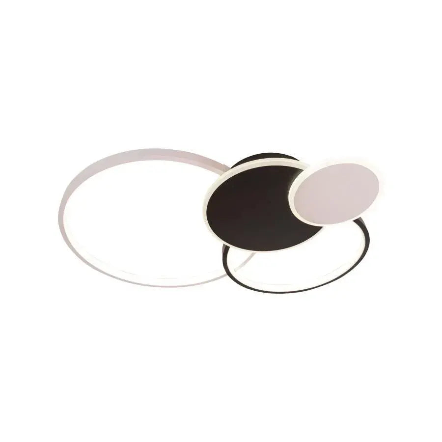 Lustra LED cu telecomanda KILLIAN 82W, 4 Cercuri, lumina Rece/Calda/Neutra, Dimabila, Negru Alb