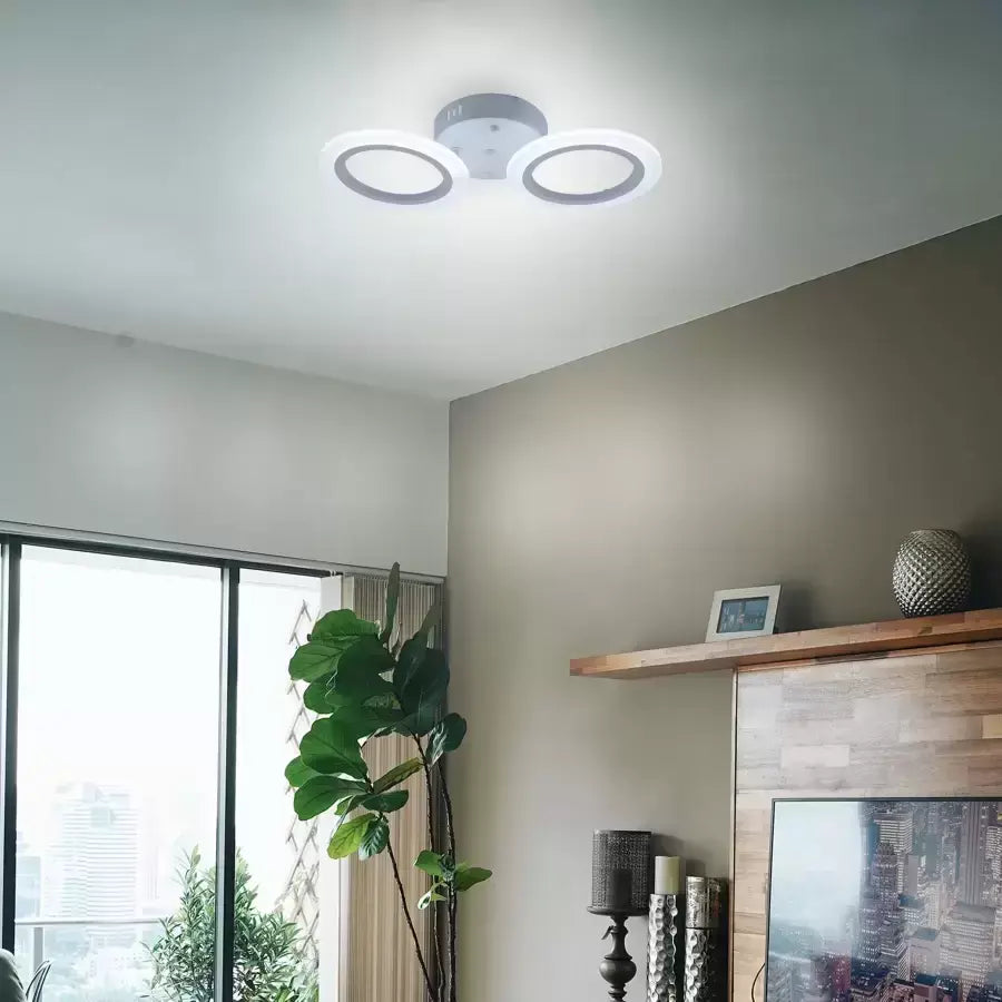 Lustra LED MARA 36W, 2 Cercuri, lumina Neutra, Alb
