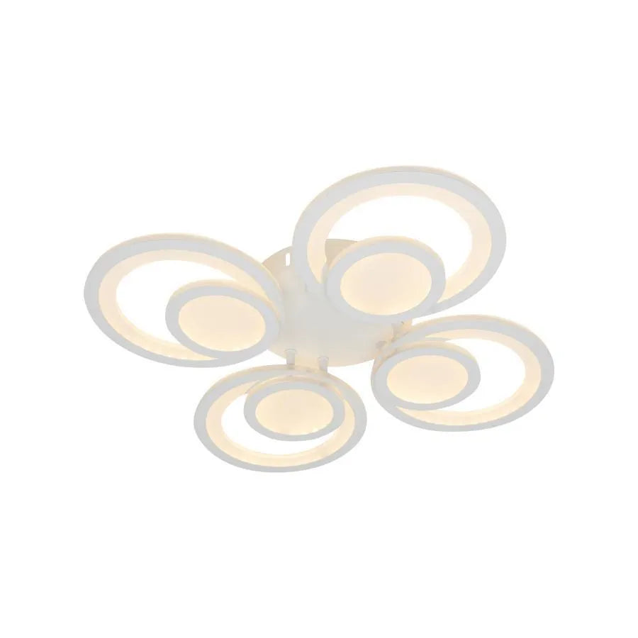 Lustra LED cu telecomanda NEREDIS 120W, 4 Cercuri, lumina Rece/Calda/Neutra, Dimabila, Alb