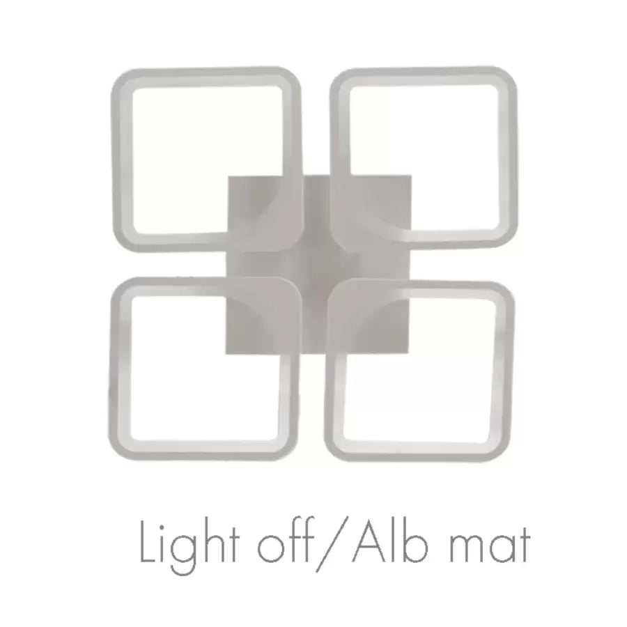 Lustra LED cu telecomanda ZOE 52W, 4 Patrate, lumina Rece/Calda/Neutra, Dimabila, Alb