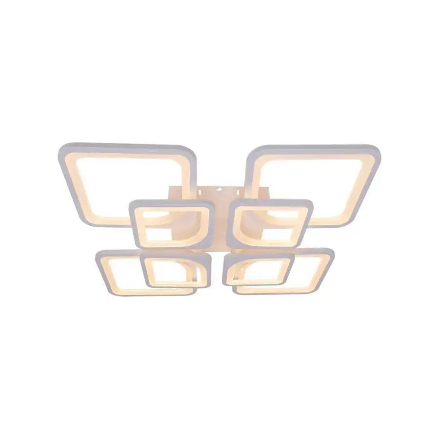 Lustra LED cu telecomanda ZOE 135W, 8 Patrate, lumina Rece/Calda/Neutra, Dimabila, Alb