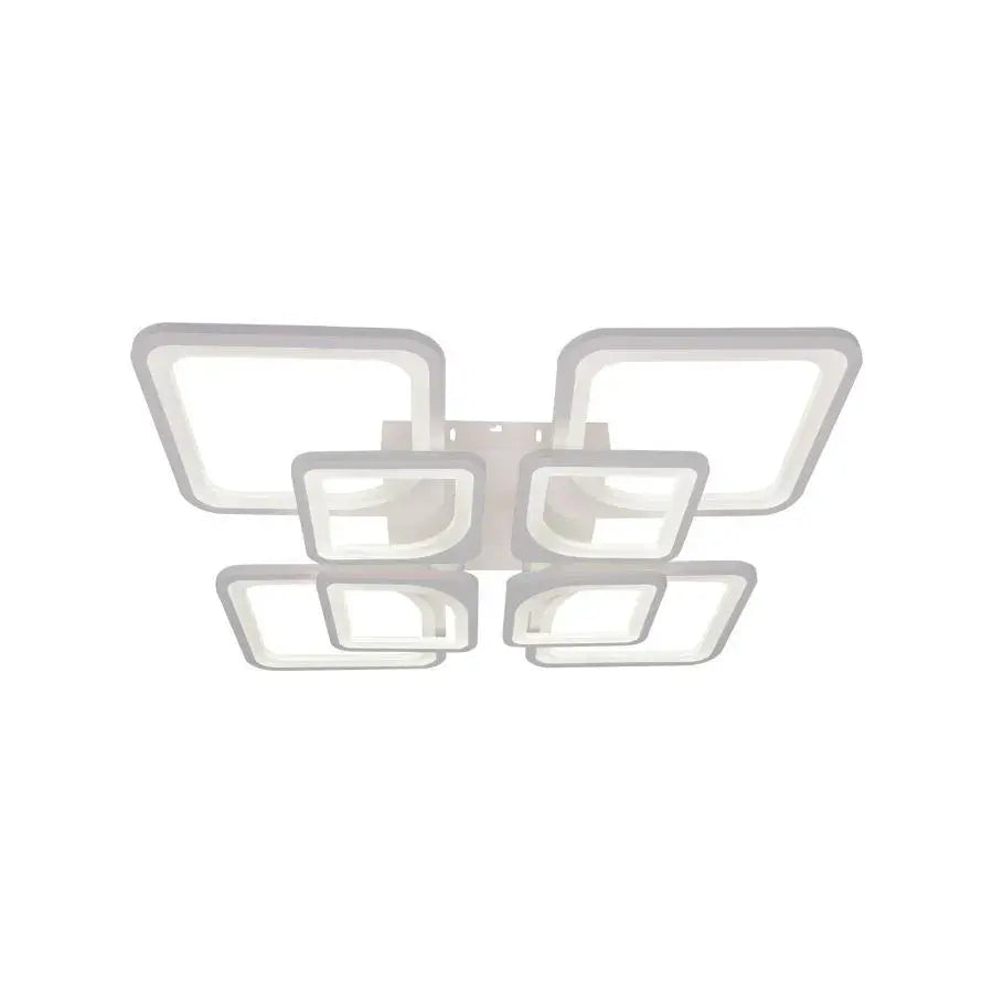 Lustra LED cu telecomanda ZOE 135W, 8 Patrate, lumina Rece/Calda/Neutra, Dimabila, Alb