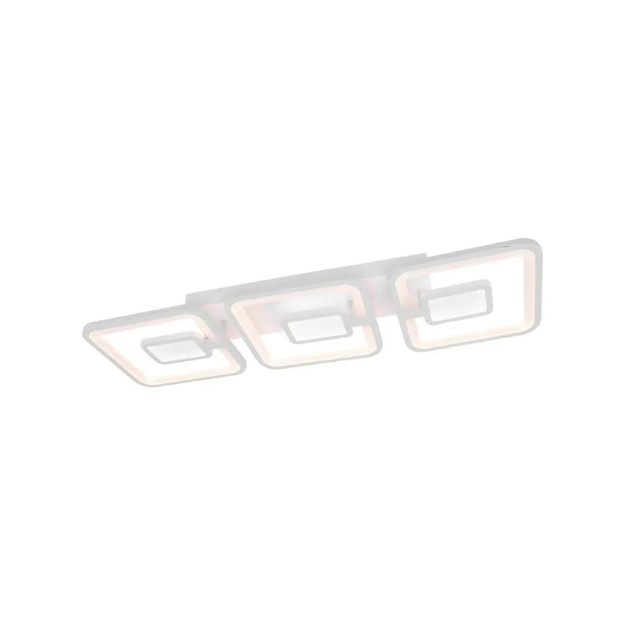 Lustra LED cu telecomanda FELIX 75W, 3 Patrate, lumina Rece/Calda/Neutra, Dimabila, Alb