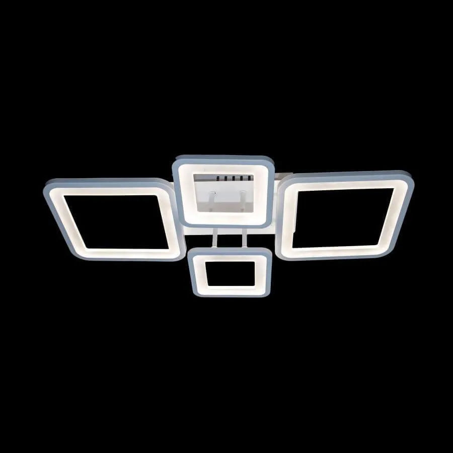 Lustra LED cu telecomanda ELLA 85W, 4 Patrate, lumina Rece/Calda/Neutra, Dimabila, Alb