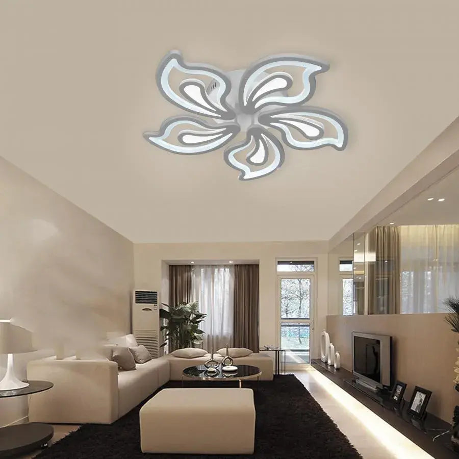 Lustra LED cu telecomanda GLORIOSA 150W, 5 Petale, lumina Rece/Calda/Neutra, Dimabila, Alb