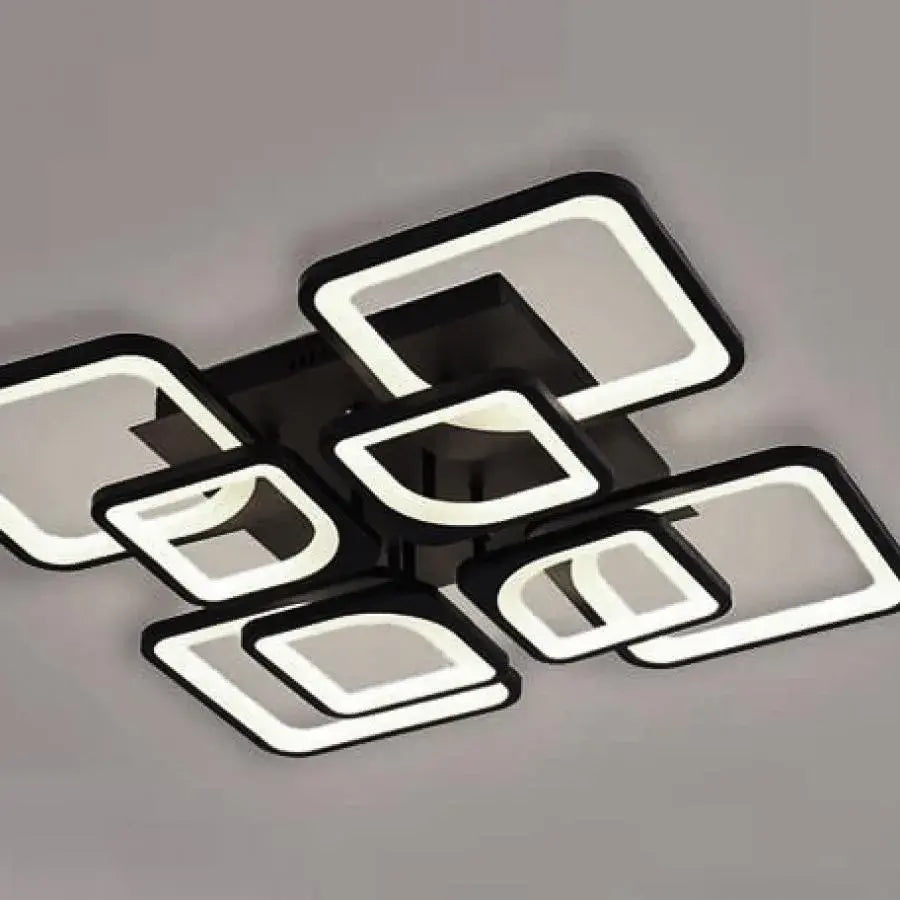 Lustra LED cu telecomanda FELY 192W, 8 Patrate, lumina Rece/Calda/Neutra, Dimabila, Alb