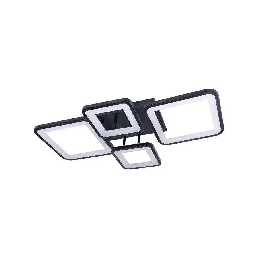 Lustra LED cu telecomanda SVANA 106W, 4 Patrate, lumina Rece/Calda/Neutra, Dimabila, Negru