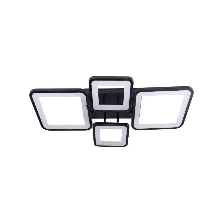 Lustra LED cu telecomanda SVANA 106W, 4 Patrate, lumina Rece/Calda/Neutra, Dimabila, Negru