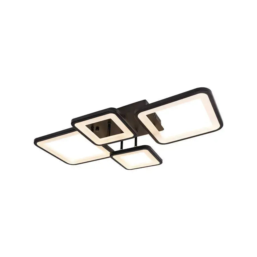 Lustra LED cu telecomanda SVANA 106W, 4 Patrate, lumina Rece/Calda/Neutra, Dimabila, Negru