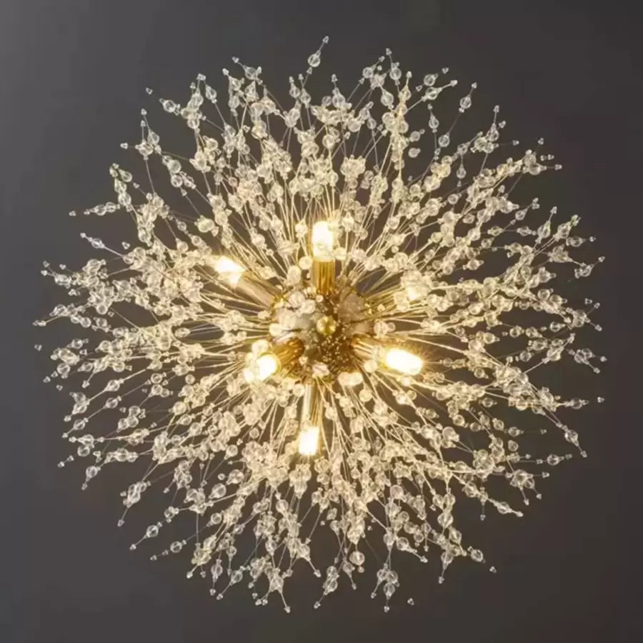 Candelabru Cristal Arvia, 6x G9, Diametru 40cm, Auriu Lucios, Inaltime Reglabila Candelabre Moderne Default Title Alessandro Design
