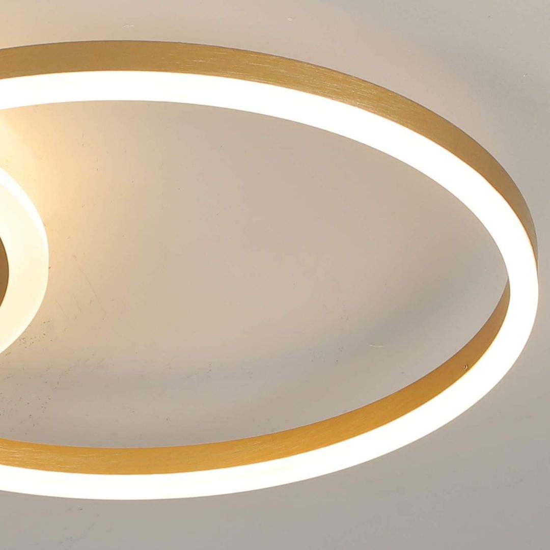 Lustra LED Dario, 2 Cercuri, 36W, Lumina Rece/Calda/Neutra, Auriu