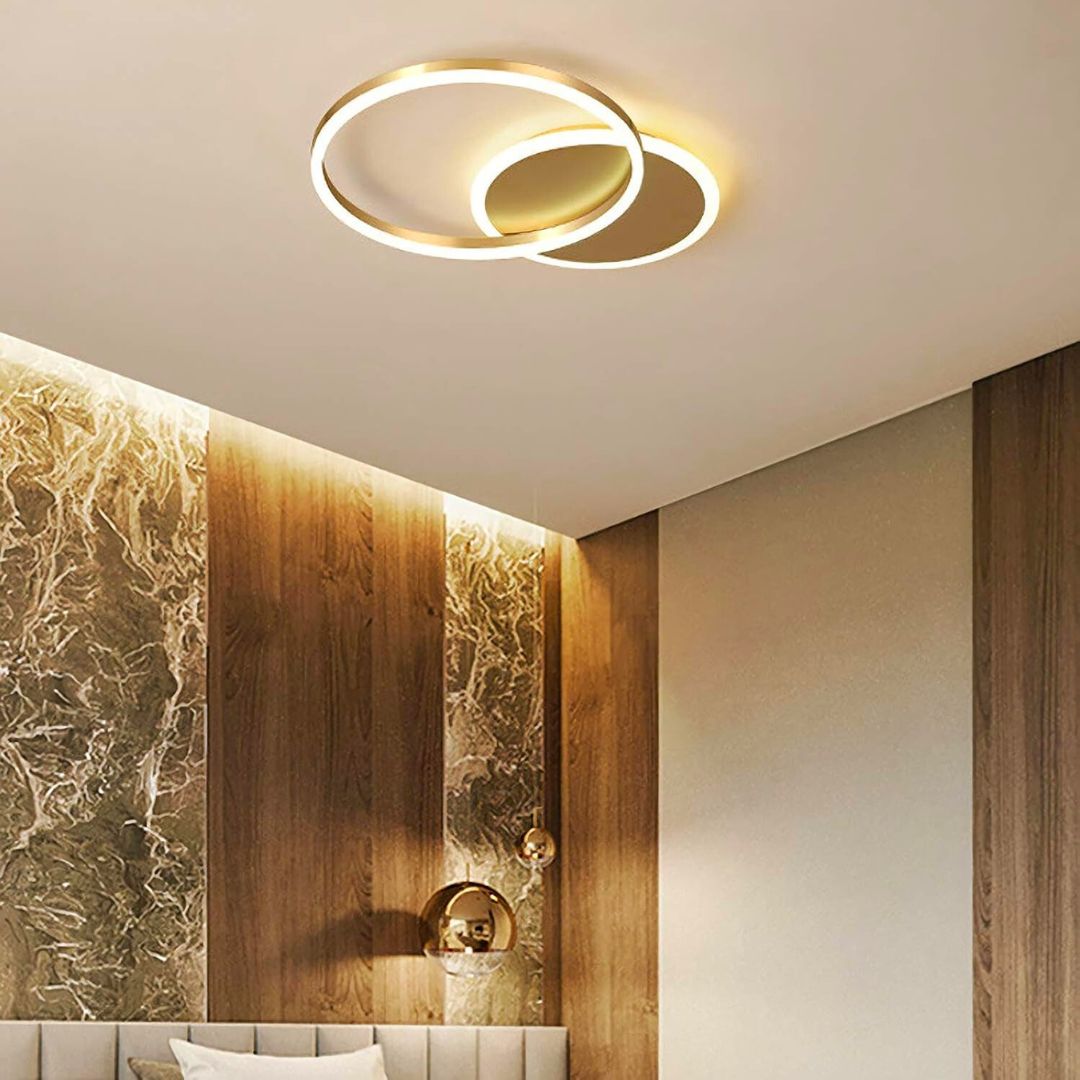 Lustra LED Dario, 2 Cercuri, 36W, Lumina Rece/Calda/Neutra, Auriu