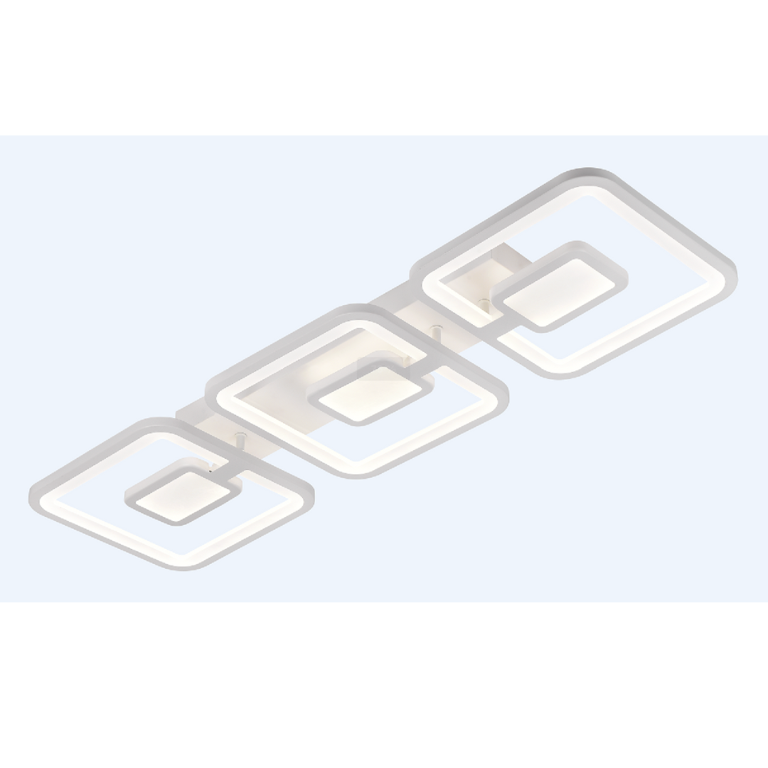 Lustra LED cu telecomanda FELIX 75W, 3 Patrate, lumina Rece/Calda/Neutra, Dimabila, Alb