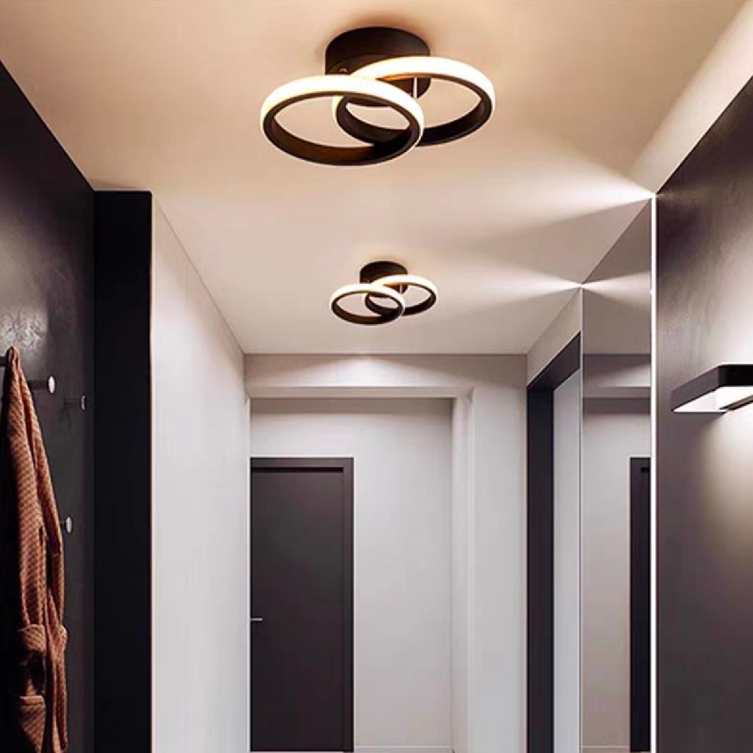 Lustra LED Celio , 16W, 2 Cercuri, Lumina Rece/Calda/Neutra, Negru