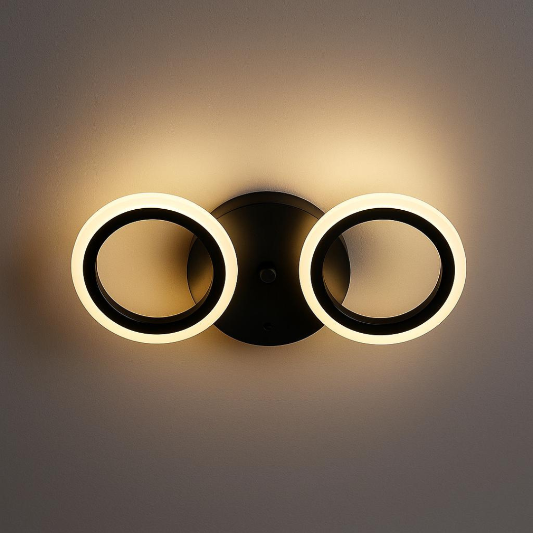 Lustra LED MARA 48W, 2 Cercuri, lumina Neutra, Negru