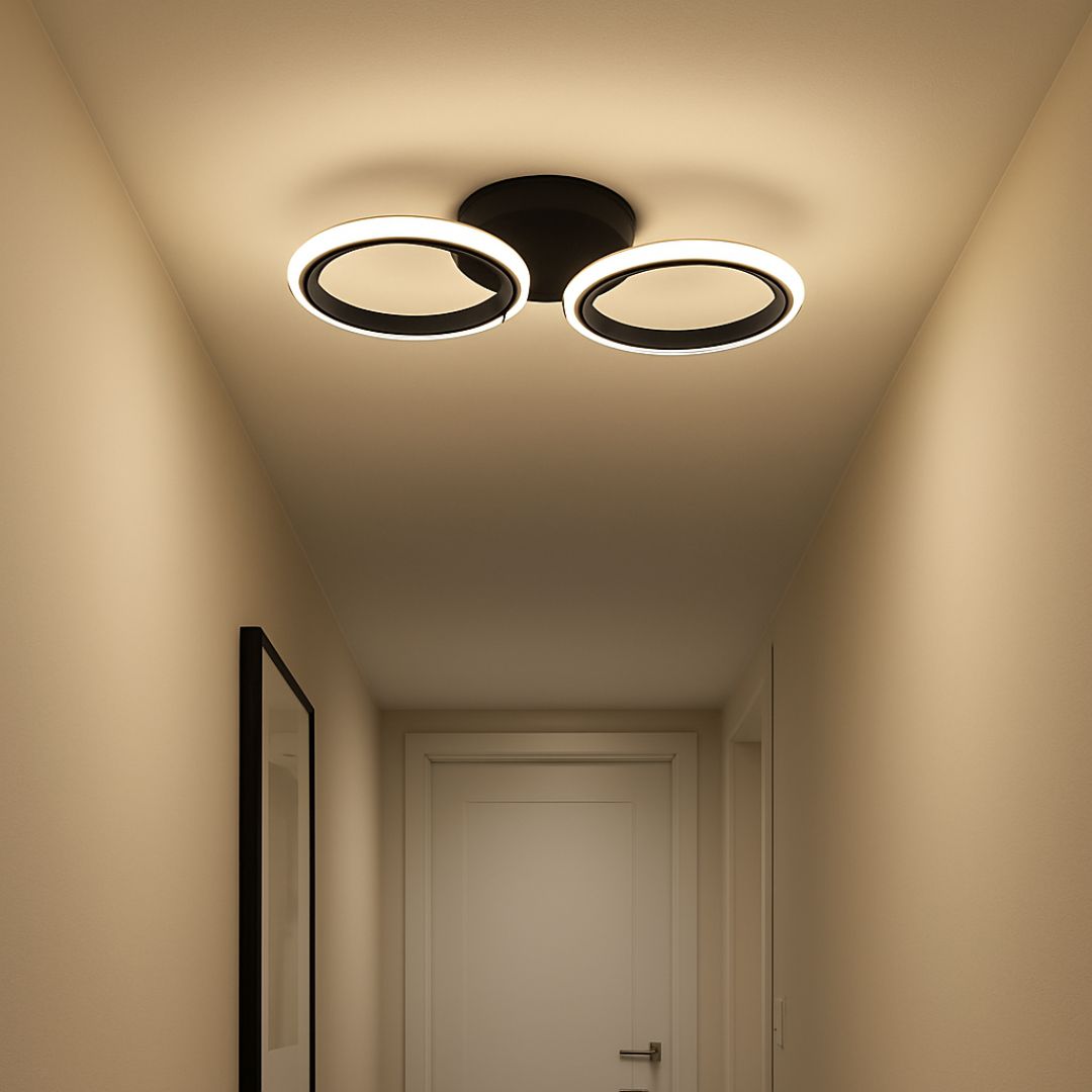 Lustra LED MARA 48W, 2 Cercuri, lumina Neutra, Negru