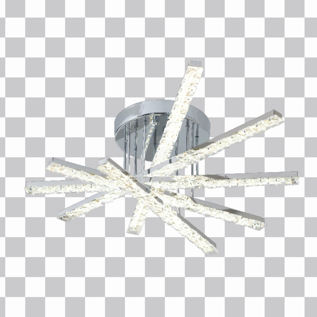 Lustra LED cu telecomanda LUELLA 68W 5 Elemente, Liniara, lumina Rece/Calda/Neutra, Dimabila, Argintiu
