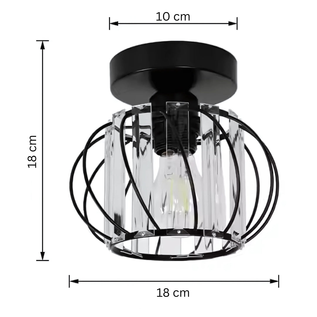 Lustra Monica, 1 X E27, Negru, Metal / Sticla