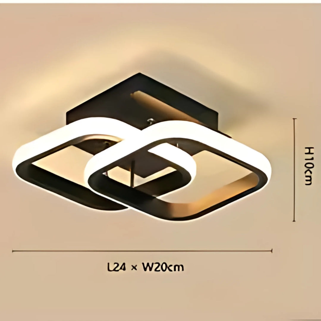 Lustra LED VERTEX Matrix Romburi Suprapuse, 44W, 2 Romburi, Lumina Rece/Calda/Neutra, Negru