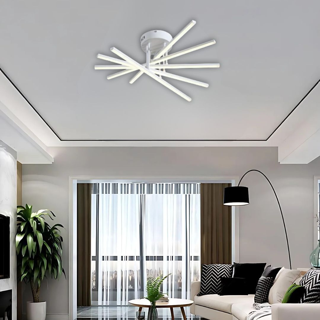 Lustra LED cu Telecomanda GIO, 90W, 5 Elemente, Lumina Rece/Clada/Neutra, Dimabila, Alb