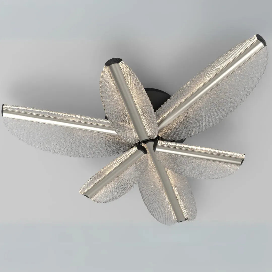 Lustra LED cu Telecomanda TULLIO 35W, 6 Petale, lumina Rece/Calda/Neutra, Dimabila, Negru