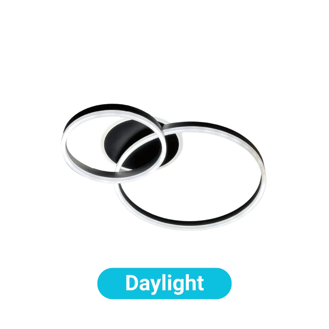 Lustra LED cu telecomanda ELISABETH 72W, 2 Cercuri, lumina Rece/Calda/Neutra, Dimabila, Negru
