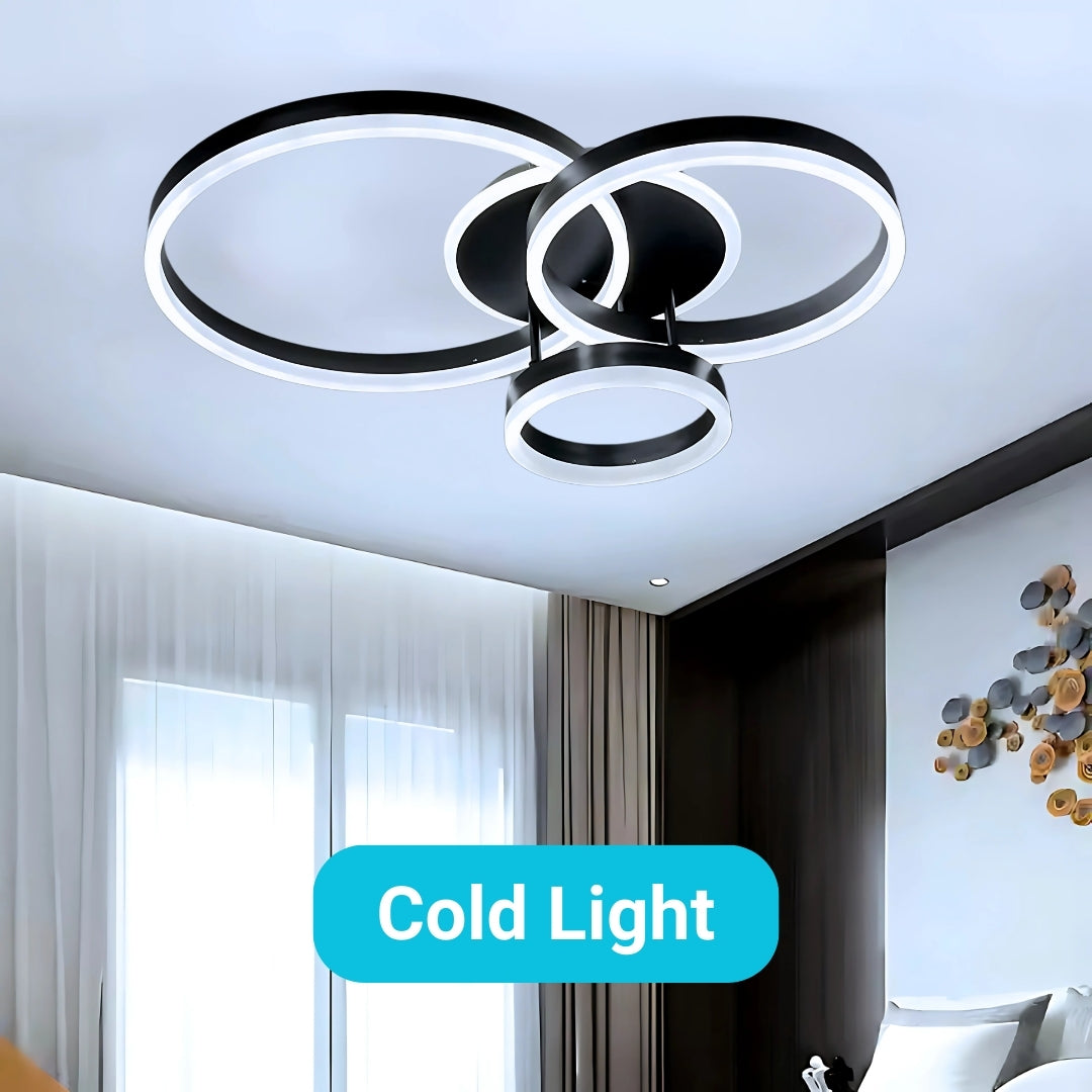 Lustra LED cu telecomanda RIGA LILITH, 94W, 3 Cercuri, lumina Rece/Calda/Neutra, Dimabila, Negru