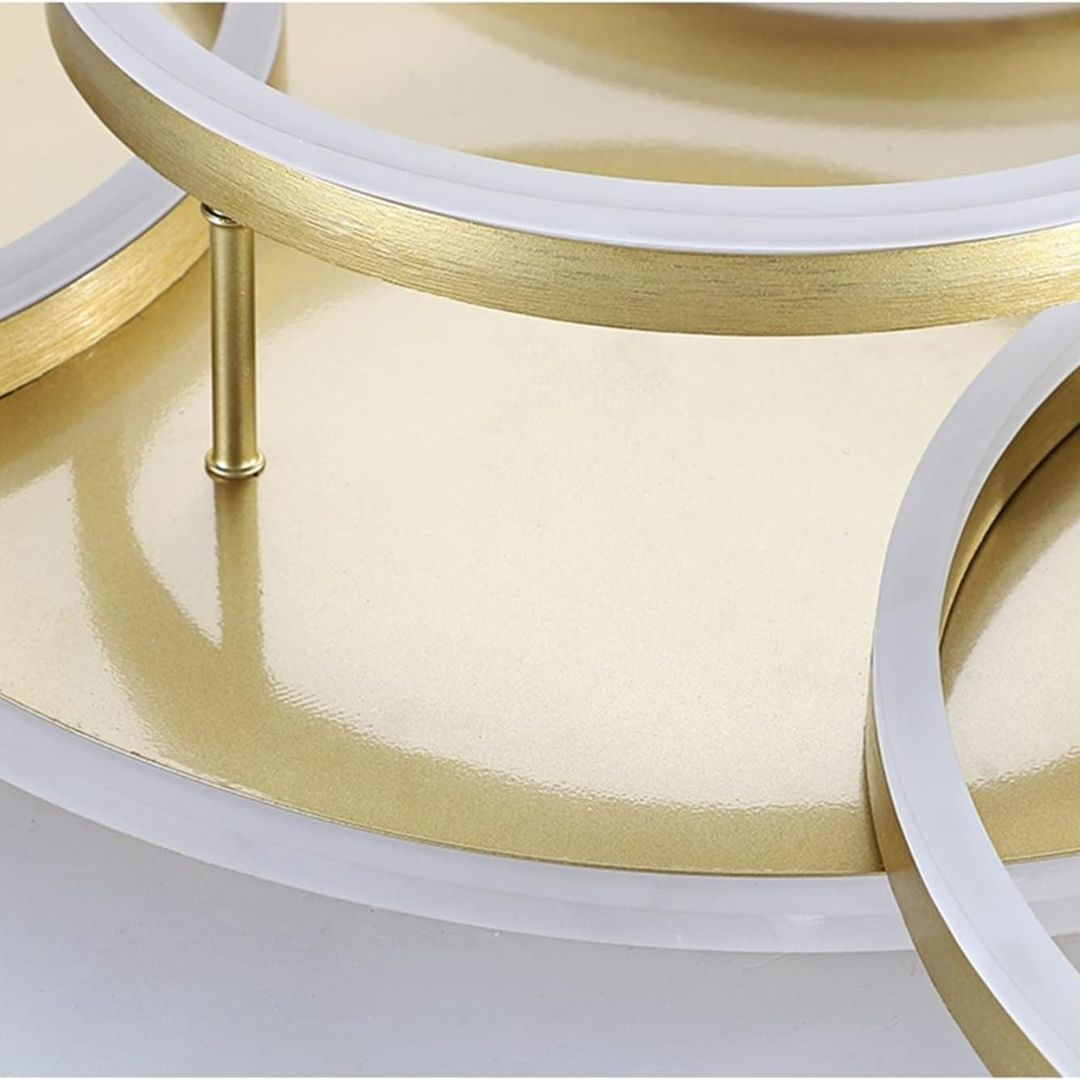 Lustra LED cu Telecomnda DARIO, 5 cercuri, 120W, Lumina Calda/Rece/Neutra, Dimabila, Auriu