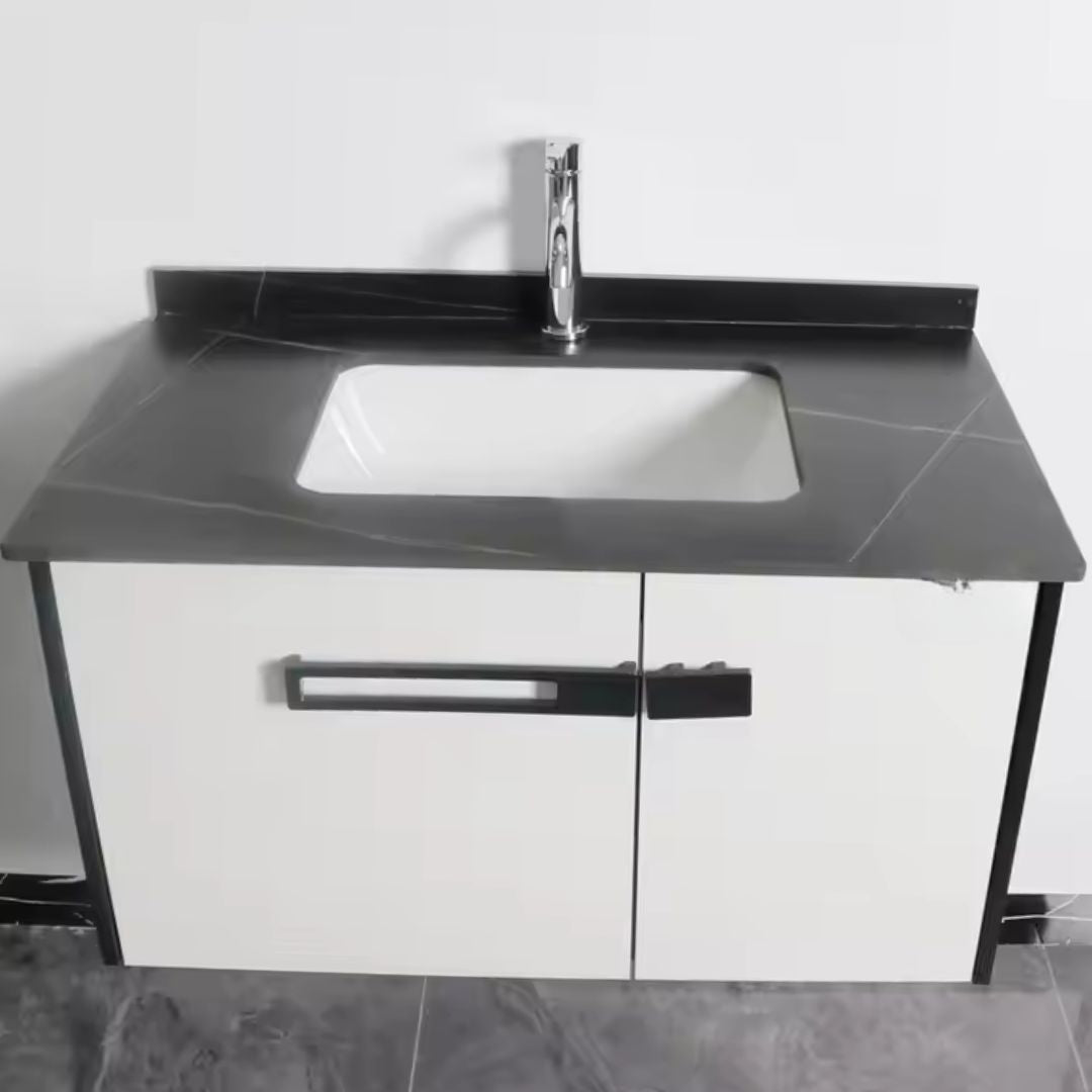 Set Mobilier pentru Baie CRETA, 60x40cm, 2 Piese, Negru si Alb