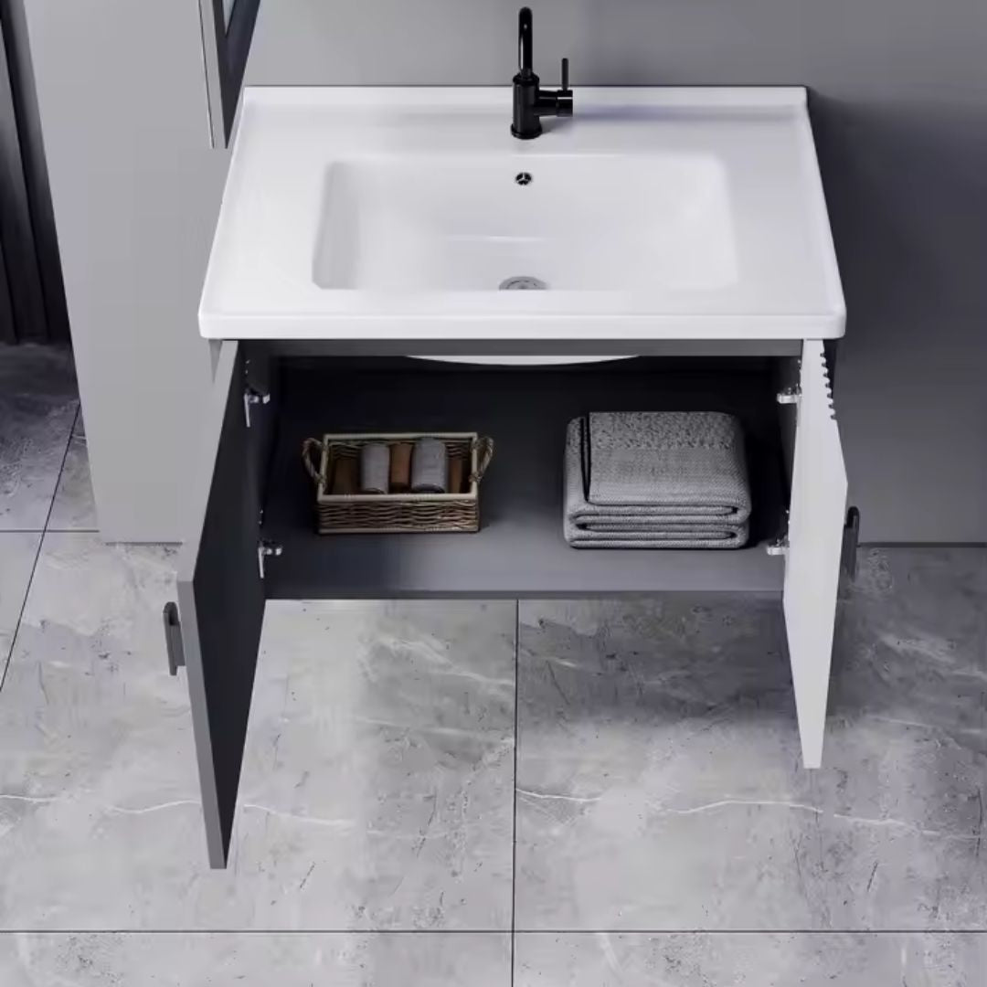 Set Mobilier pentru Baie MYKONOS, 60x40cm, 2 Piese, Gri si Alb