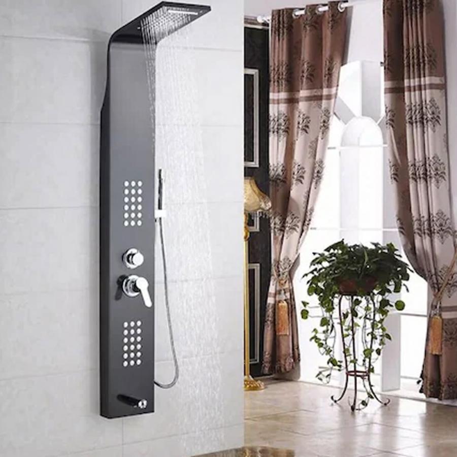 Panou de Dus, din Inox, Negru Lucios