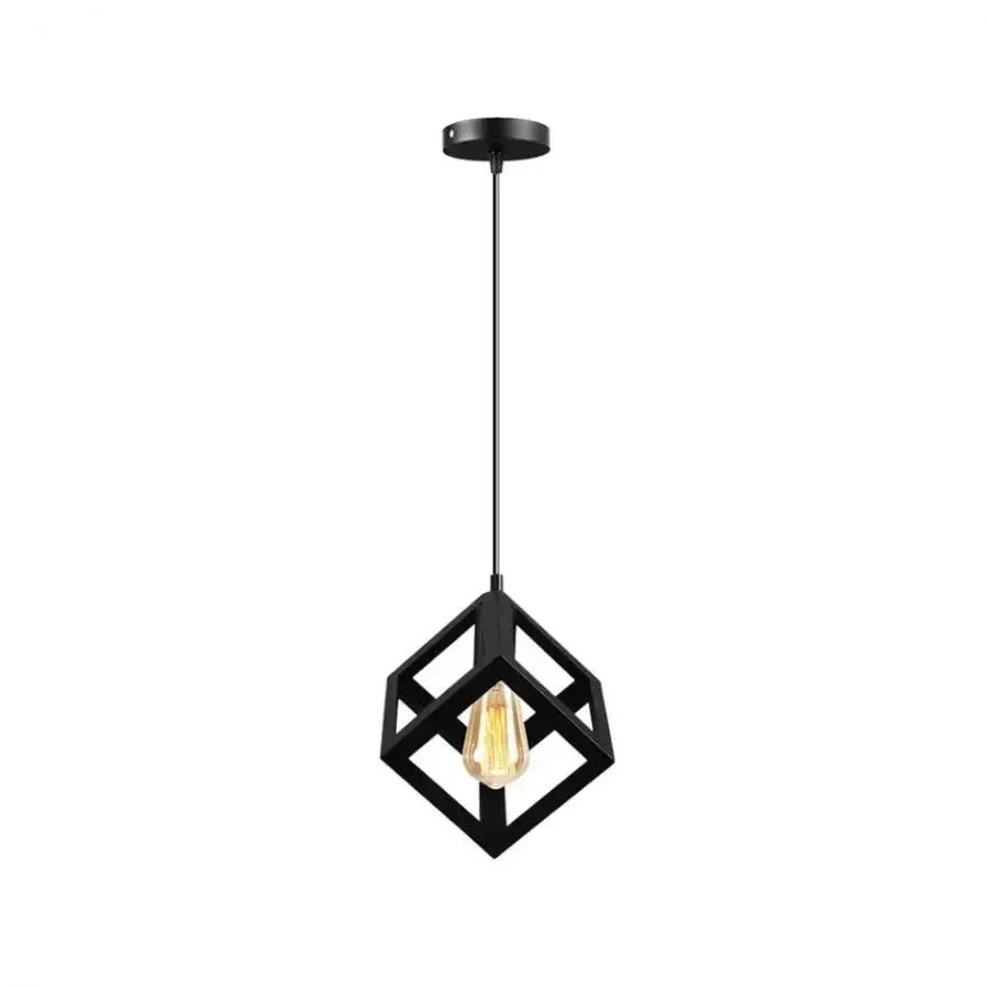Lustra Forma Cub, STRUKTUR Uno, 1x E27, Negru, Suspendat, Metal