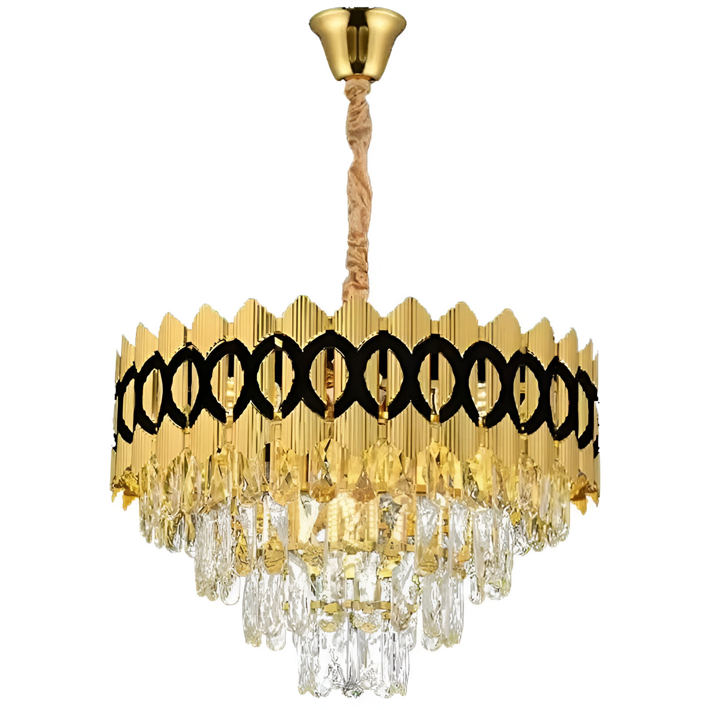 Candelabru Cristal PIERREFONDS Nobile 6xE14, Diametru 40cm, Auriu Lucios, Inaltime Reglabila