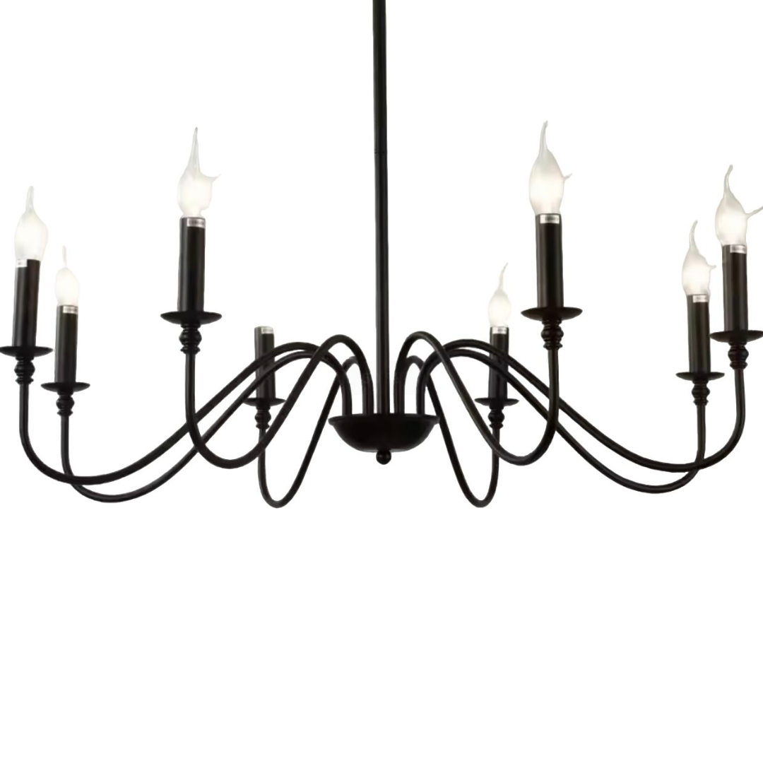 Lustra VINTAGE, tip Pendul cu brate, MARGAUX, Rotunda, 8xE14, Negru