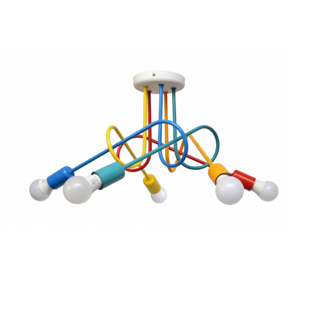 Lustra MINIMALISTA, cu Brate, ANGIOLO, Ondulata, 5xE27, Multiocolor
