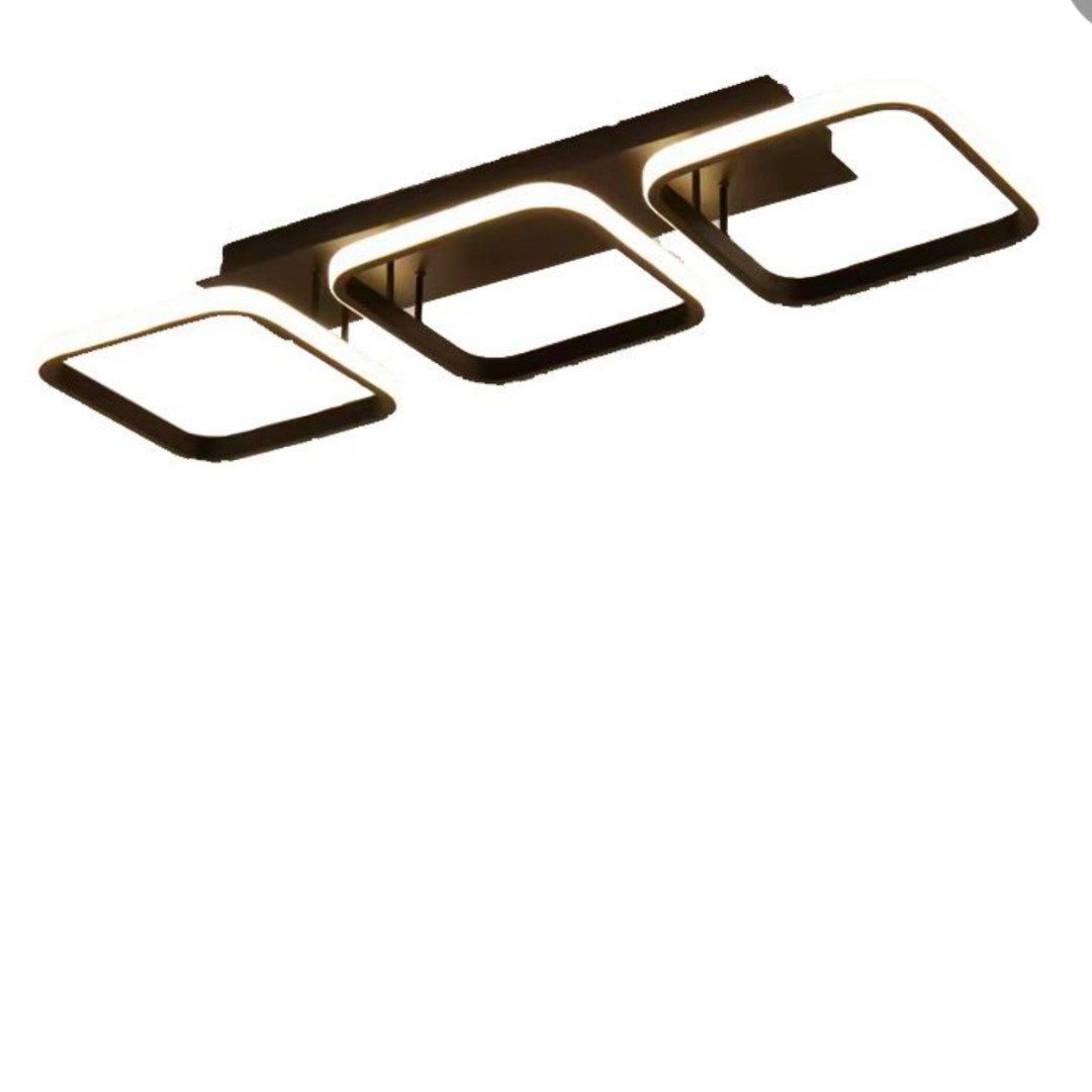 Lustra LED VERTEX 32W, 3 Patrate, Liniara, lumina Rece/Calda/Neutra, Neagra