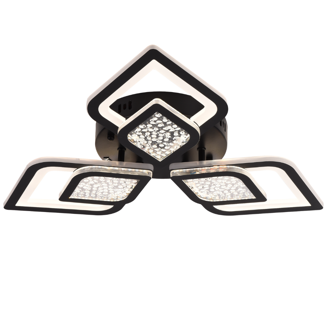 Lustra LED cu telecomanda Lorenzo, 62W, 3 Petale, lumina Rece/Calda/Neutra, Dimabila, Negru