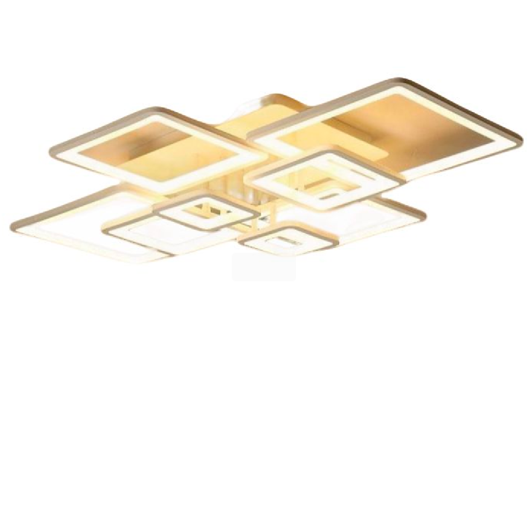 Lustra LED cu telecomanda ELLA 203W, 8 Patrate, lumina Rece/Calda/Neutra, Dimabila, Alb