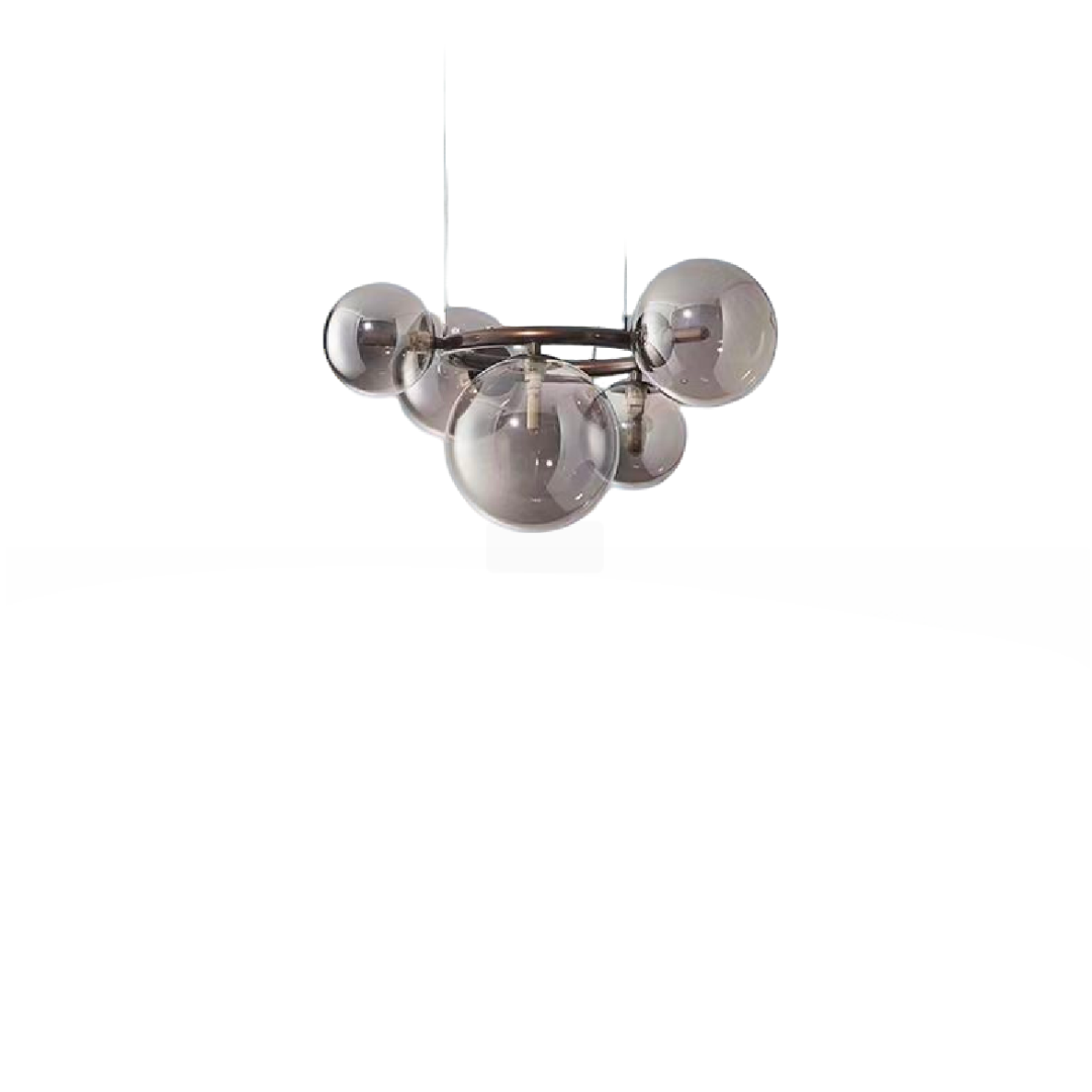 Lustra cu Abajur Rotund , VENERE Zodiaco ,1 Cerc 5xG9, Metal , Argintiu, Inaltime Reglabila